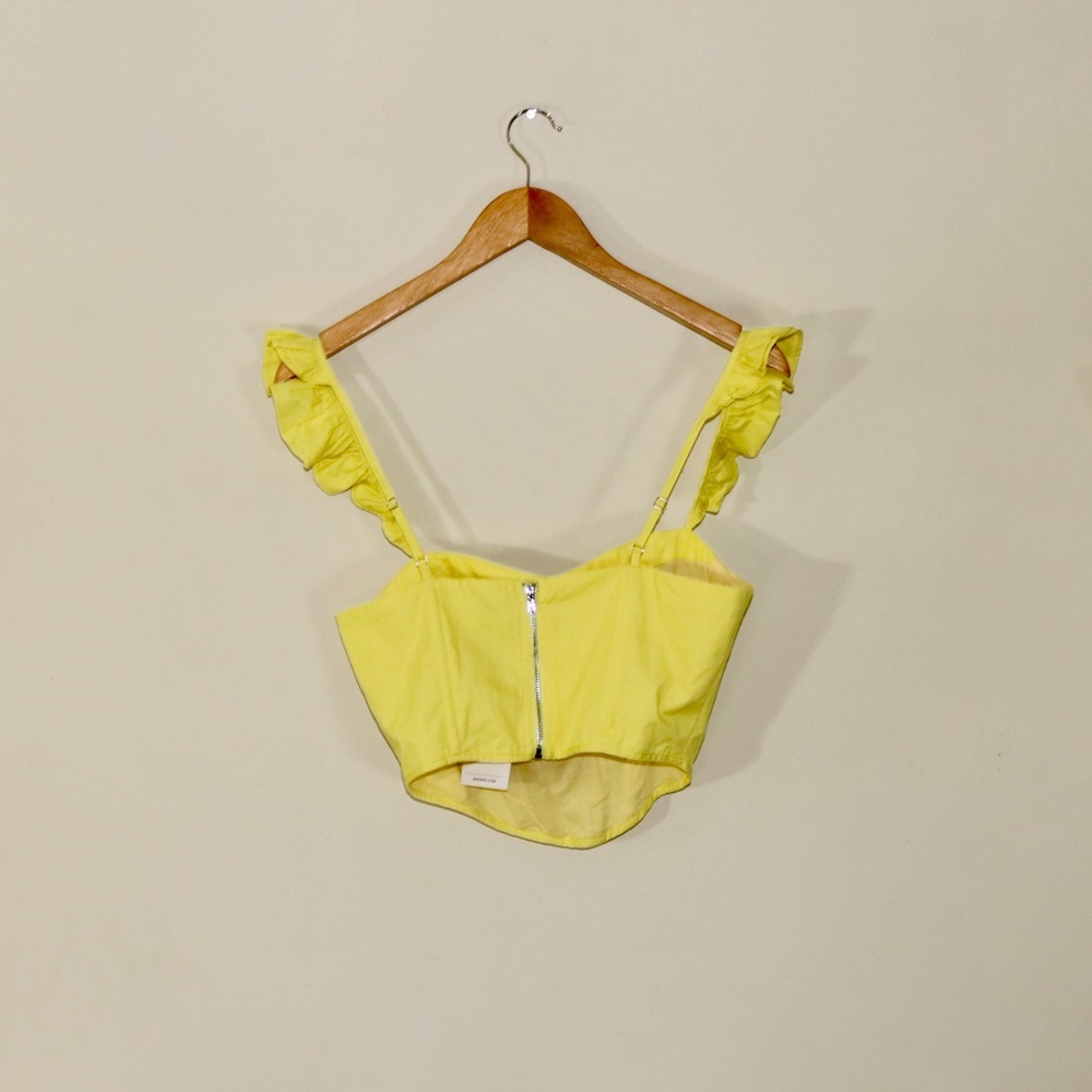 Showpo. Braylen Sweetheart Flutter Sleeve Corset Top in Sun Yellow - Picture 5 of 11